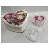 Teleflora glass heart trinket box &  2  Cristal