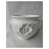 Ceramic planter w/ rose 12x 9 made in Italy