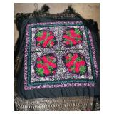 Silk manton de manila w/ roses black silk shawl
