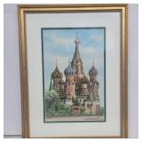 Framed/signed St. Basil print 17in x 13in