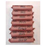 7 rolls wheat pennies mixed years