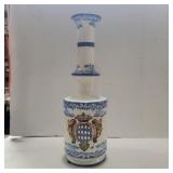 Blue and white decanter made in Italy 13.5in