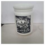 Dutch white glass tobacco jar 5.5in tall