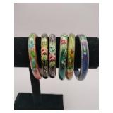 Oriental hand-painted floral Bangles