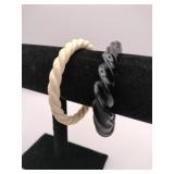Vintage black and white rope twisted bangle