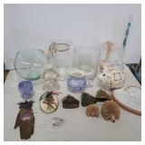 Decorative items vases, piggy bank, and more