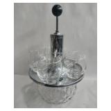 MCM cut glass decanter pump dispenser with five