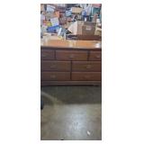 7 drawer wooden dresser with mirror Unmarked