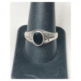 Silver black onyx ring marked 925 size 9.5.