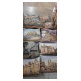Decorative throw pillows , castles and scenes