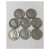 8 Buffalo nickels 1923,1930,1936
