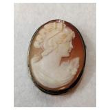 Silver cameo brooch marked 925 .185oz