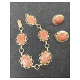 Bracelet with matching screw back earrings marked