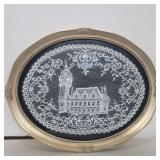 Framed lace work of Calais Town hall building