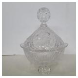 Hofbauer byrdes cut crystal covered dish 9in tall