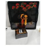 Oriental  tray and trinket box