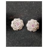 Silver clearstone flower post earrings marked