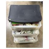 Sterilite 3-drawer plastic storage cart full of