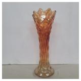 Fenton marigold carnival glass swung vase 10in