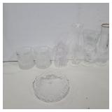 Assorted crystal and etched glass dishes