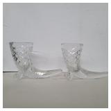 Cut crystal cornucopia vases 6in tall and 7in