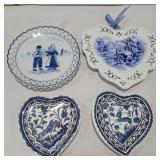 4 blue and white small plates/plaques 3.5in-