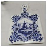 Blue delft windmill wall plaque 11in x 7in