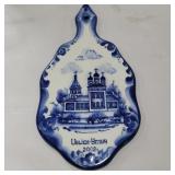 Gzhel Russian wall plaque 12in x 5.5in