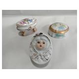 3 porcelain trinket boxes