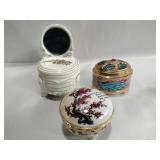 3 porcelain trinket boxes