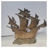 Cast brass ship doorstop 11in tall 13in long