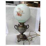 Victorian era converted oil lamp glass globe lamp
