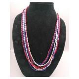 Vintage red white and blue beaded 3 strand