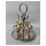Silver plate egg cruet set