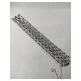 Vintage silver tone flexible link bracelet w/