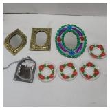 4 small decorative mirrors with 4 candle wax