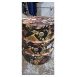 3 matching hat boxes