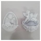 2 cherub holy water fonts from Ghend Belgium 4in