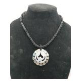 Black seed beaded Abalone shell inlay pendant