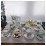 Teacups bone china and tea set with cups missing