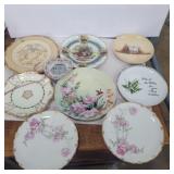 9 Hand painted plates Bavaria, Limoges, and more