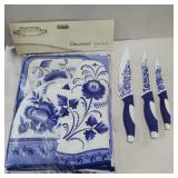 Trekhgornaya pot holders and table cloth and 3