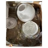 Glass vases, dishes, light cover, carafe, etc.