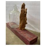 Safe deposit box with metal stakes, gallon jug, &