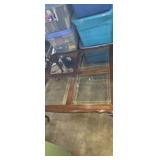 Square coffee table with glass inserts 38x38x17