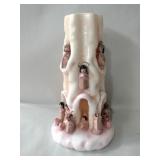 Hand carved candle  depicting nativity scene