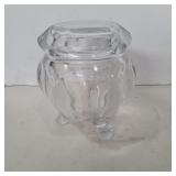 Krystol footed covered dish 4in tall 3in diameter