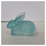 Frosted blue bunny paperweight 2 1/4in tall