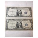 1935 F & 1957 Star  Blue seal silver certificate