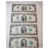 4 2017 uncirculated consecutive # $2 bills